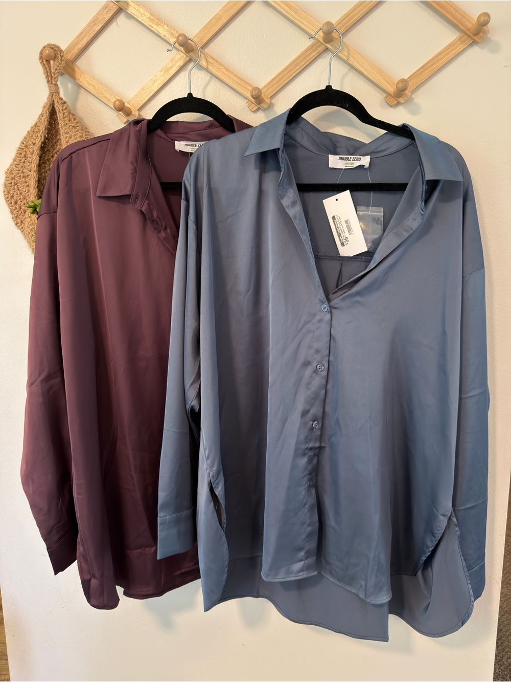 Double Zero Satin Button Down Size Large Blue Plum Bundle